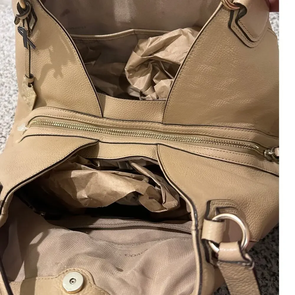 Coach Edie Pebbled Leather Shoulder Bag Tea Rose Stone